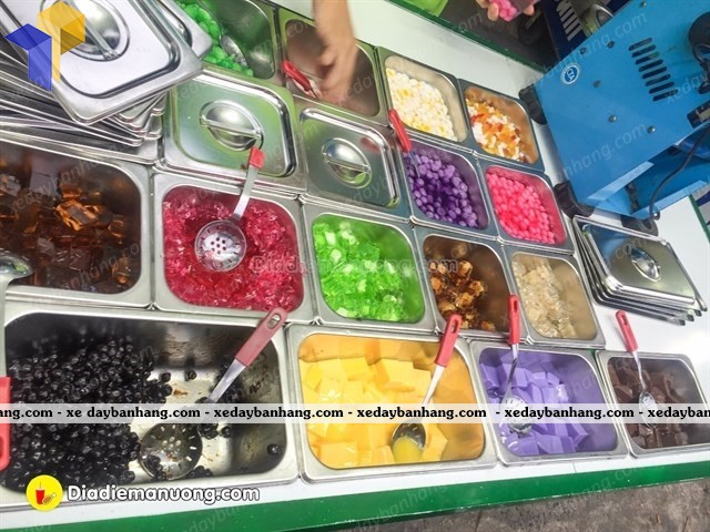 khay inox đựng topping