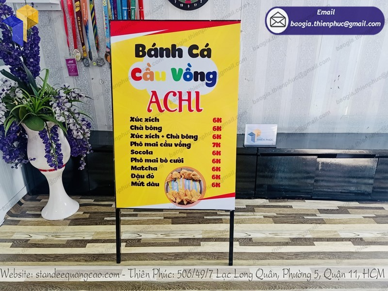 đặt mua standee chữ A hai mặt bằng sắt