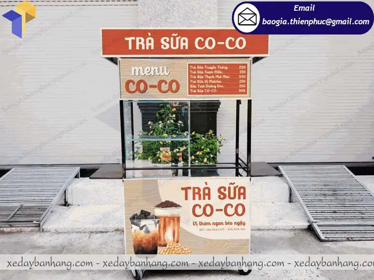 gia công tủ bán trà sữa trân châu