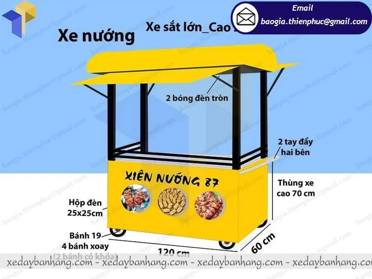 mô hình xe đẩy bán xiên nướng