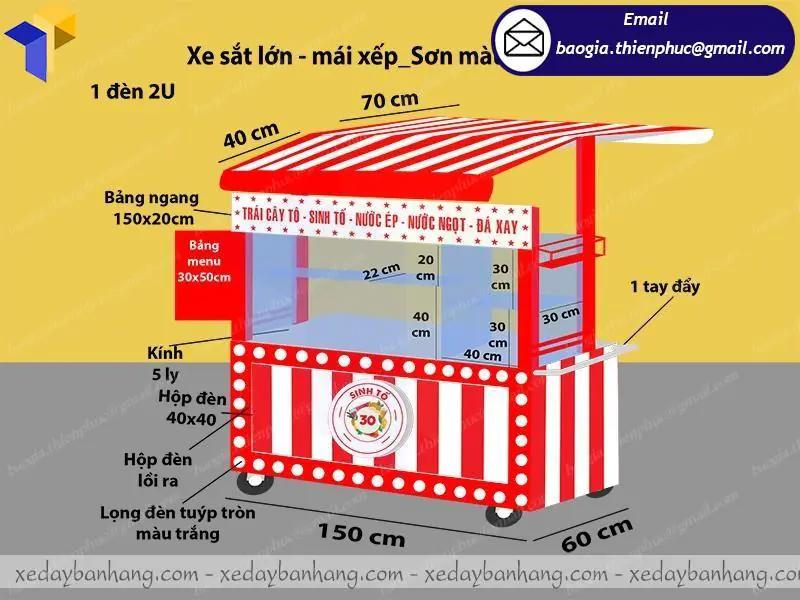 quầy bán sinh tố trái cây di động chân sắt