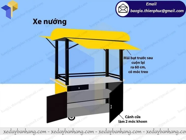 thiết kế xe đẩy bán xiên nướng