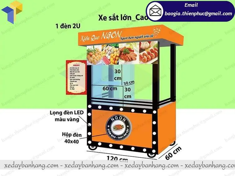 tủ đẩy bán xiên que đẹp