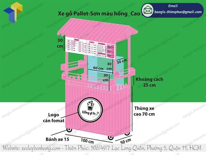 xe gỗ bán nước ép sinh tố giá rẻ