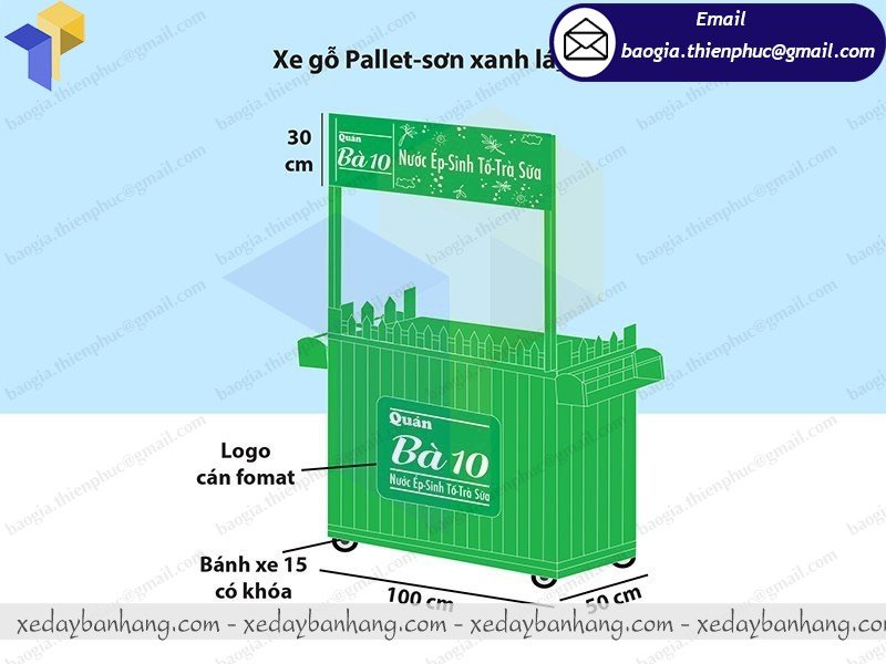 xe gỗ bán trà sữa sinh tố