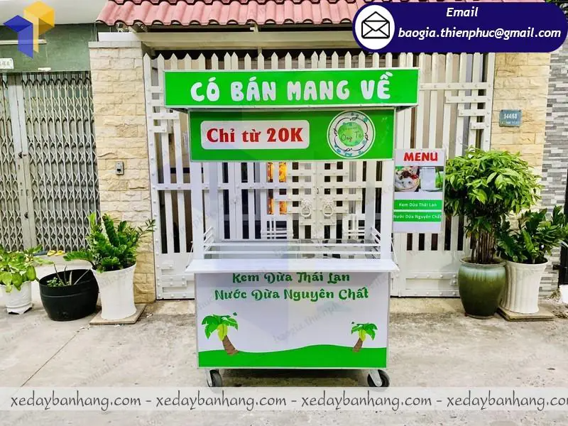 xe sắt bán kem dừa giá rẻ